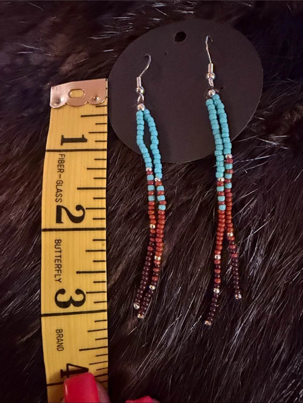 Turquoise and Brown Beaded Dangle Earrings